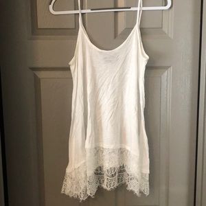 Cute White Tank with Lace Trim